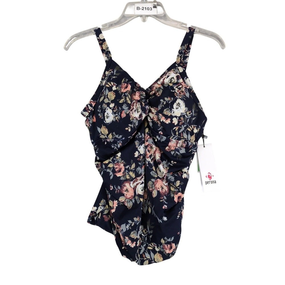 NWT Perona Floral Swim Top Womens 8 Padded Adjustable Strap Tank Resort Tropical